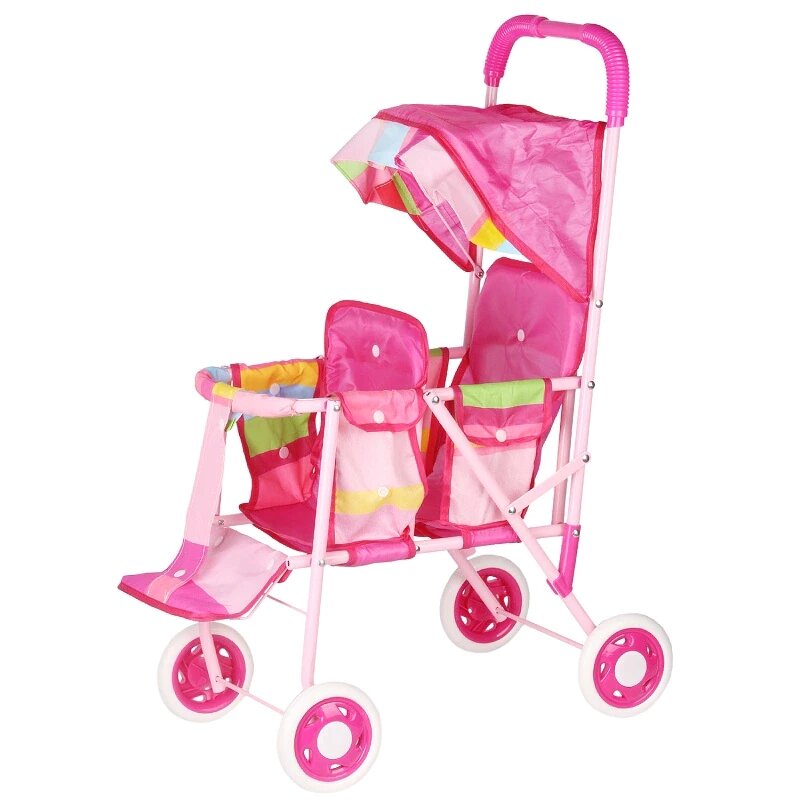 Poussette pour B b Reborn Rose Bandes color es 2 places